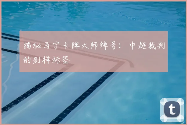 揭秘马宁卡牌大师绰号:中超裁判的别样标签